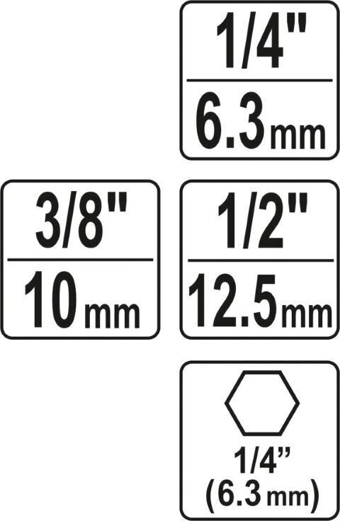 YATO YT-04685 Werkzeug Adapter Halter 6-Kant Bits auf 1/4" 3/8" 1/2" Stecknuss