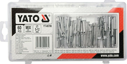 YATO YT-06786 SPLINTE SORTIMENT SICHERUNGSBOLZEN STECKBOLZEN 60-teilig Ø 5-12 mm - Flex-Autoteile