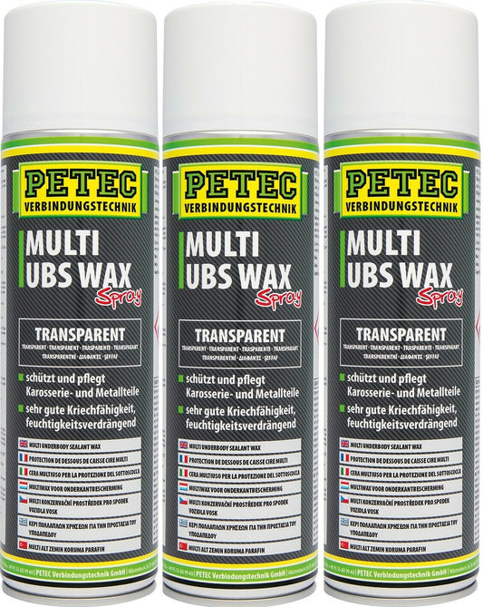 3x PETEC 73450 wax underbody protection 500ml rust protection wax transparent 170°C