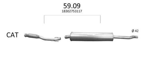 Exhaust medium silencer mid -pulp for Mini Cooper R55 R56 R57 R59 1.6