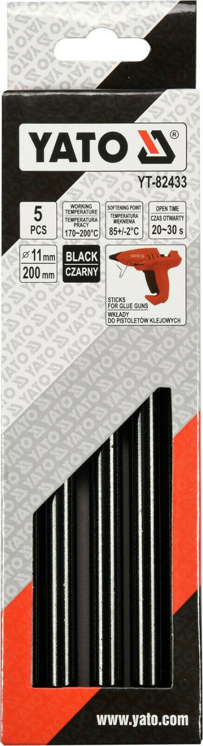 Yato YT-82433 Heißklebesticks schwarz 5tlg Heißklebepistole Heißkleber Klebestic