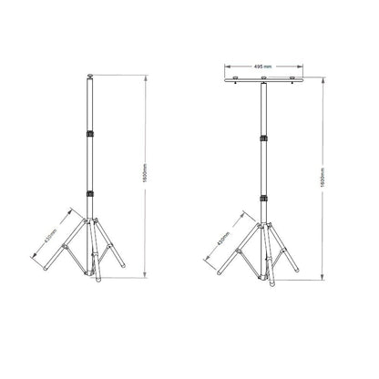 2x 50W LED Außen-Bau-Strahler-Lampe Stativ IP66 Baustellen-Fluter 8000lm 4500K