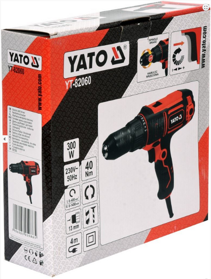 YATO Bohrmaschine YT-82060 300W 13mm 2 Stufen 40Nm Schnellspannenbohrfutter 4m