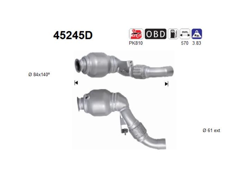 AS 45245D Kat Katalysator für BMW 318d 320d M47 N47 D20 E90 E91 2,0D 01.05-