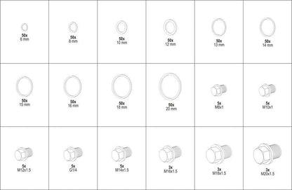 YATO YT-06864 Oil drain screws copper seals Set 534Tlg car workshop