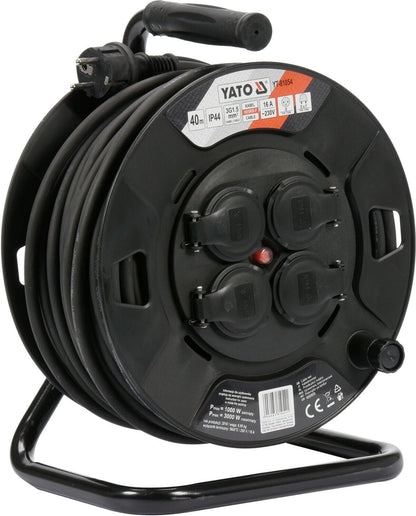 Yato YT-81054 Kabeltrommel 40m 4 Buchsen 16A 1,5mm² innen/außen Typ E&F IP44 - Flex-Autoteile