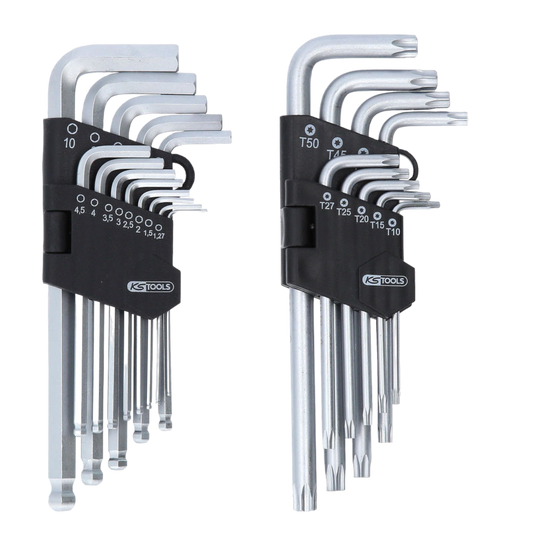 KS-TOOLS Winkelstiftschlüsselsatz Innensechskant Inbus -  Hex/Torx - 22 tlg.