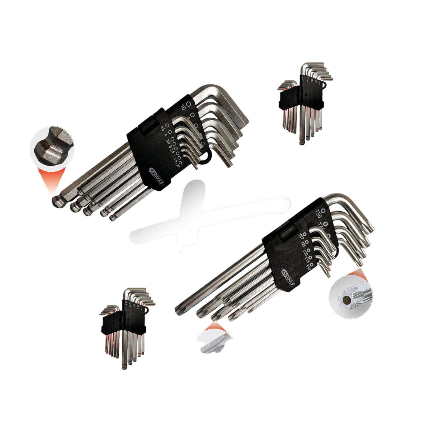 KS-TOOLS Winkelstiftschlüsselsatz Innensechskant Inbus -  Hex/Torx - 22 tlg.