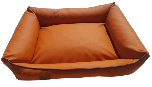 Hundebett Hundekorb Hundekissen Hundesofa Liegeplatz Kunstleder Gr. L Orange
