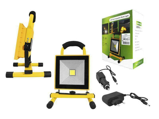 LED Baulampe 20W 6000k Akku Fluter Strahler Außenlampe Arbeitslampe IP44 Ständer - Flex-Autoteile