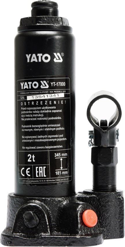 YATO YT-17000 Hydraulischer 2T Wagenheber 181-345 mm Hubbereich Stempelheber
