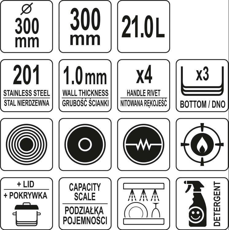 21L Kochtopf Suppentopf Edelstahl 30cm Deckel Küchentopf Bratentopf Induktion