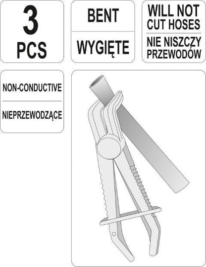 YATO YT-08403 Schlauchklemmensatz gebogen 3tlg Abklemmzange Schlauch Zangen