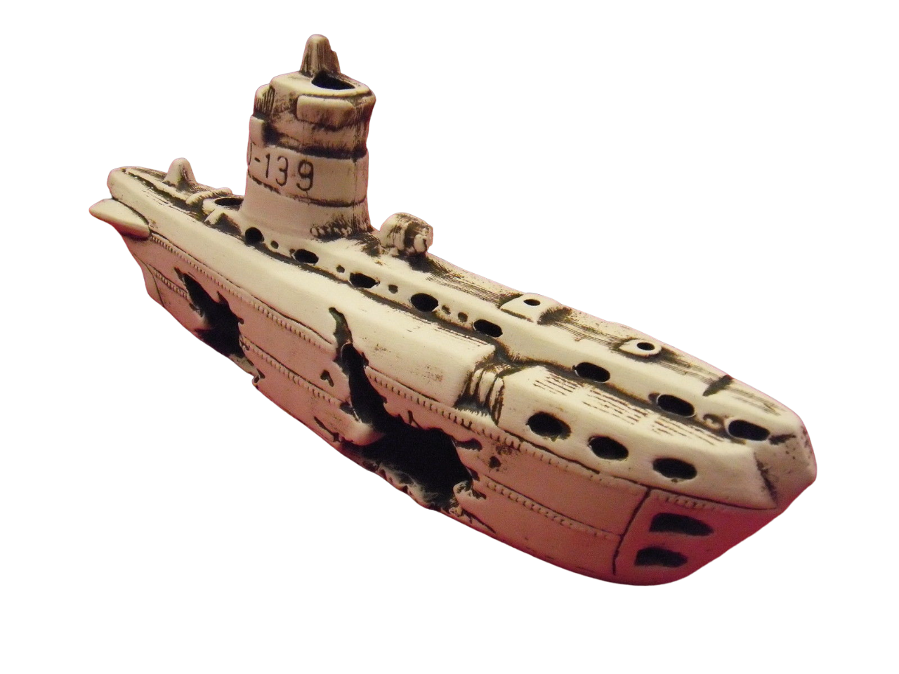 Aquarium decoration ceramic clay decoration aquarium submarine wreck H 29 x 11 cm fish