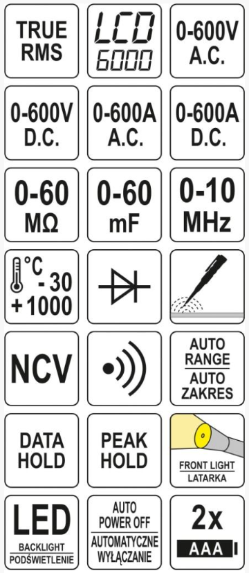 True RMS Digital AC/DC Zangenmessgerät Strom Spannung Frequenz Detektor Tester