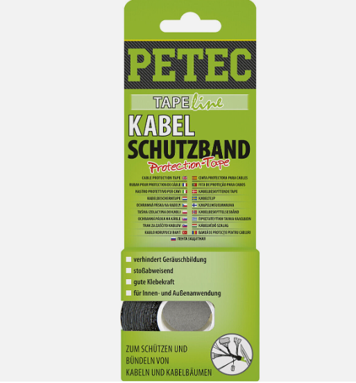 PETEC 87500 Kabelschutzband Isolierband bündeln Kabeltape schwarz 10m x 19mm