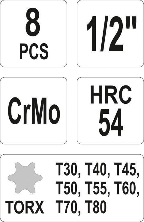 Yato YT-1065 8Tlg. 1/2 "impact wrapper inserts Torx impact nuts