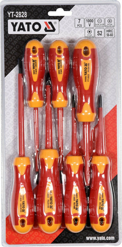 Yato YT-2828 Elektro Schraubendreher 7-tlg 1000V VollIsoliert Schlitz PH1 PH2 - Flex-Autoteile