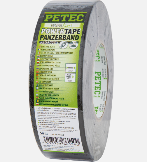 PETEC 86150 Power Tape Panzerband Klebeband Gewebeband Gaffer schwarz 50m x 50mm