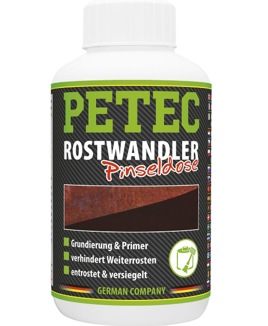 PETEC 70042 Rostwandler Pinseldose Rostumwandler Rostschutz Grundierung 250ml