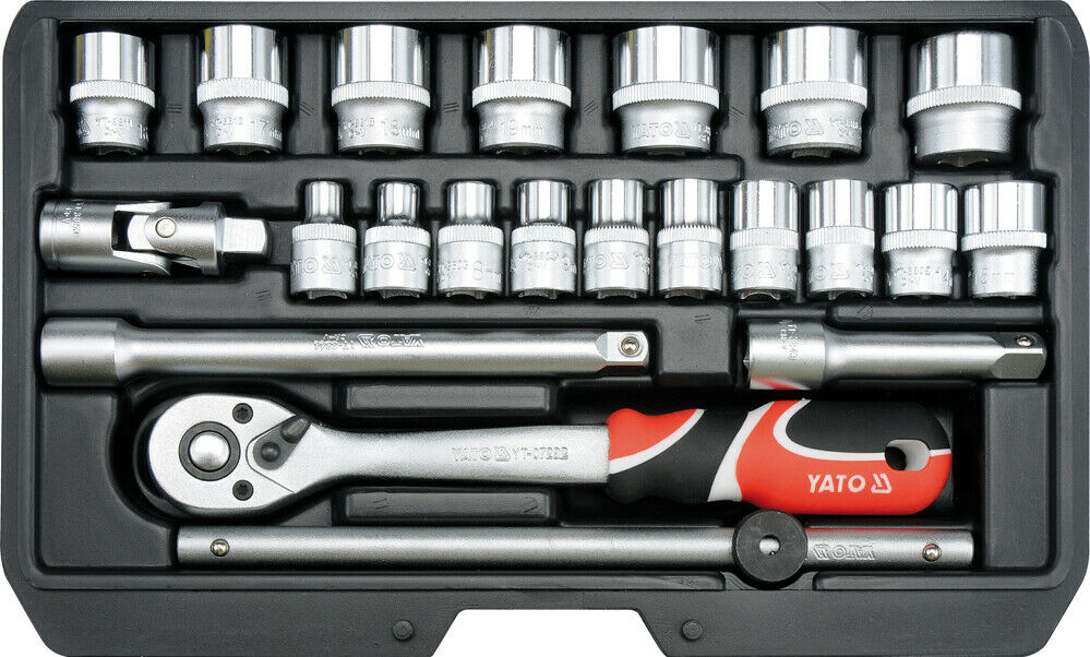 Yato yt-38561 ratchet box 22-pitch socket key set kfz 3/8 creak box