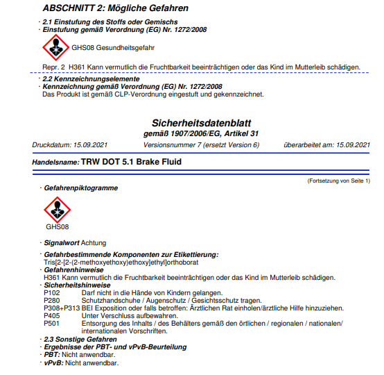 TRW Bremsflüssigkeit 1L DOT 5,1 PFB501 für VW BMW OPEL Audi Mercedes Seat Skoda