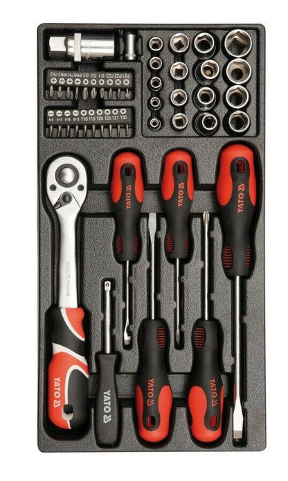 Yato Werkzeugkoffer Kiste Set 80tlg 1/2" Ratsche Schlüssel Zangen Hammer Imbus - Flex-Autoteile