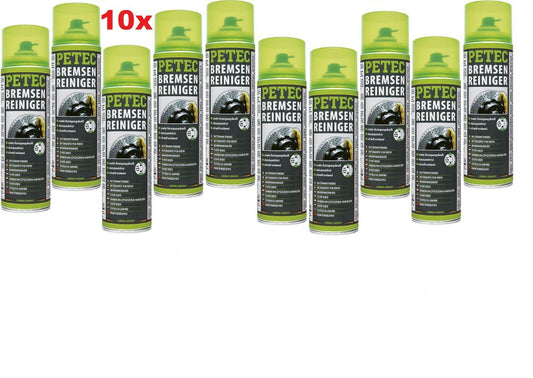10x PETEC Bremsenreiniger 500ml Spray schnellwirkend rückstandsfrei starke Kraft - Flex-Autoteile