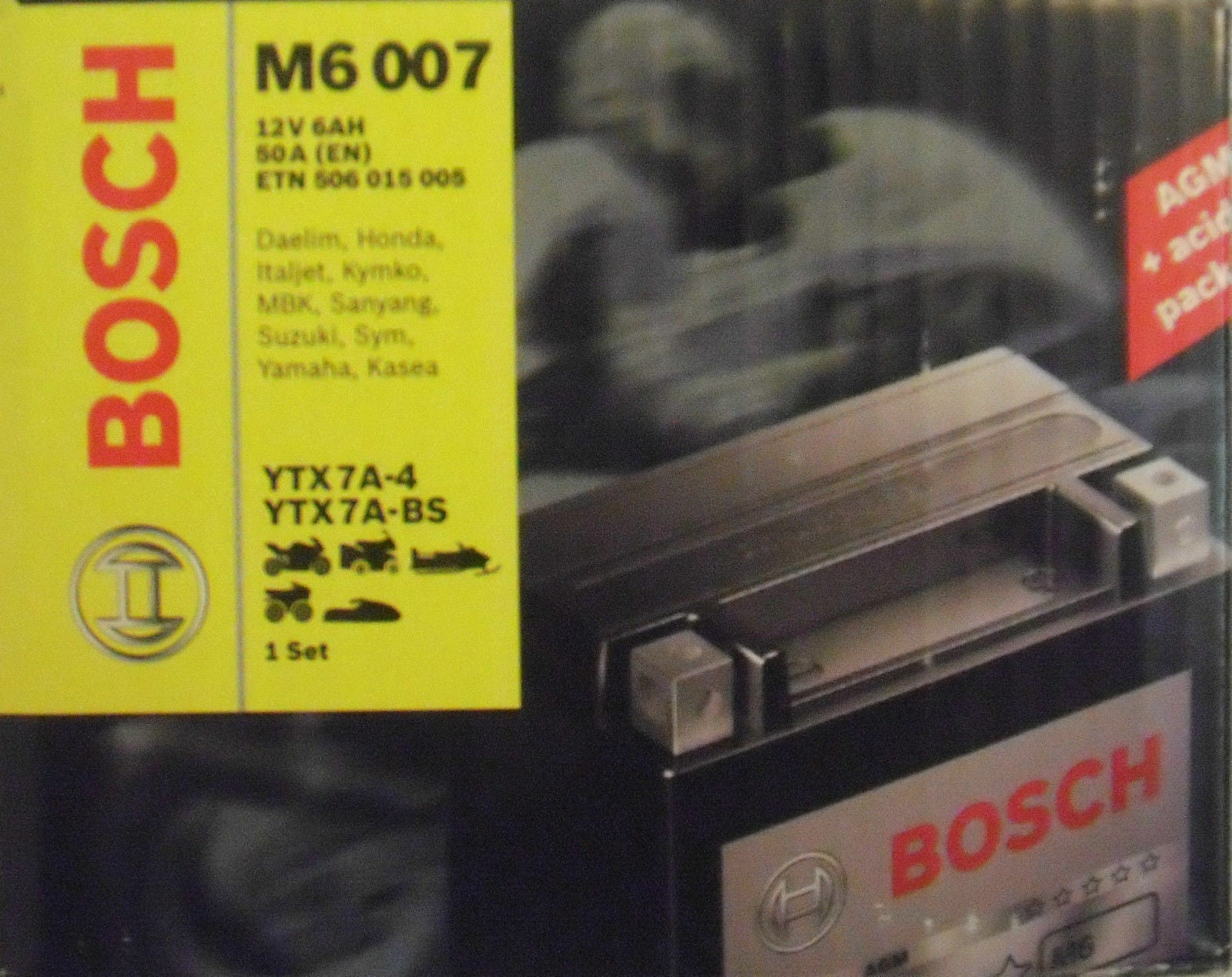 Bosch M6 Motorradbatterie Batterie 6AH für Suzuki Yamaha MBK YTX7A-4  YTX7A-BS - Flex-Autoteile