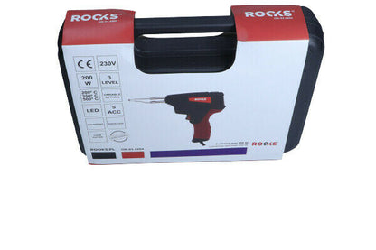ROOKS Lötpistole 3 Stufen 200W 200-500°C Lötset Lötgerät Lötkolben Systemkoffer - Flex-Autoteile
