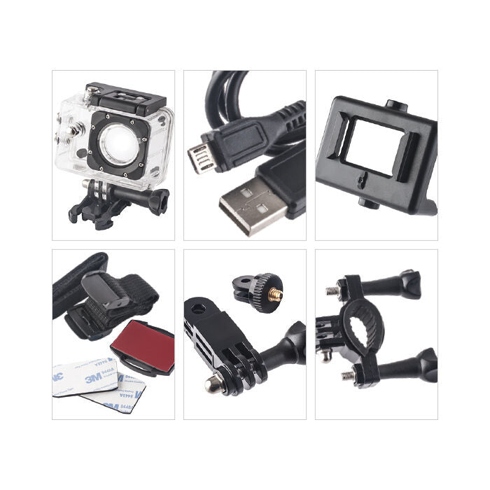 Sportkamera Camcorder Forever Active Linie SC-100 Wasserdicht HD 1,5" 1280x720 - Flex-Autoteile