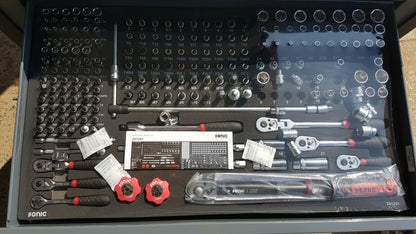 Sonic 748529 Werkstattwagen S12 komplett gefüllt 485tlg Rollbarer Werkzeugkasten - Flex-Autoteile