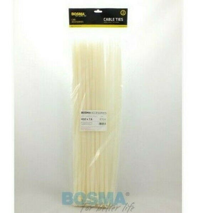 100 Stück Kabelbinder Weiß 7,6 x 450mm Kunststoff Strapsband Zurrband max 50kg - Flex-Autoteile