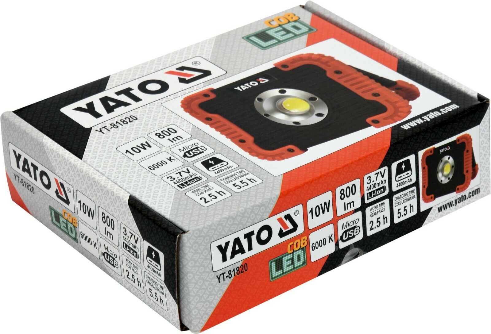 YATO LED Fluter Akku Strahler Scheinwerfer Arbeitsleuchte Werkstattlampe 800lm - Flex-Autoteile