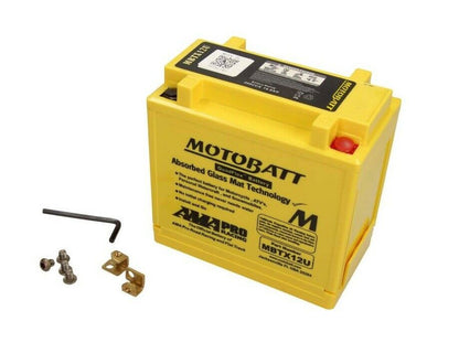AGM Motorradbatterie MOTOBATT MBTX12U 200A 14Ah für Honda Suzuki Yamaha YTX12-BS - Flex-Autoteile