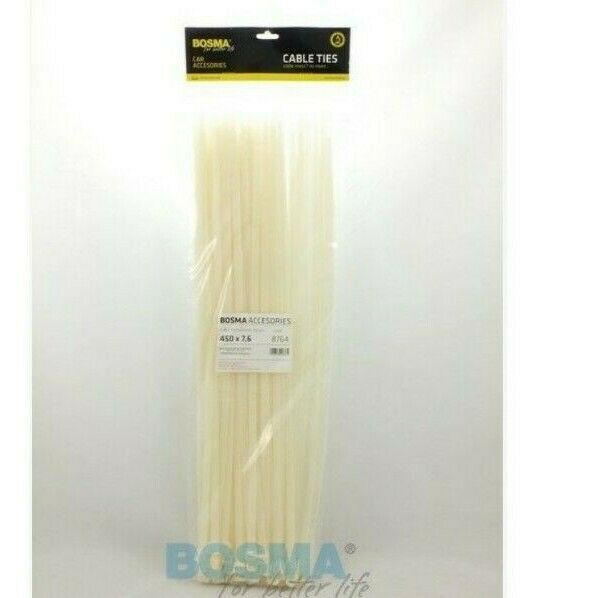 100 Stück Kabelbinder Weiß 7,6 x 450mm Kunststoff Strapsband Zurrband max 50kg - Flex-Autoteile