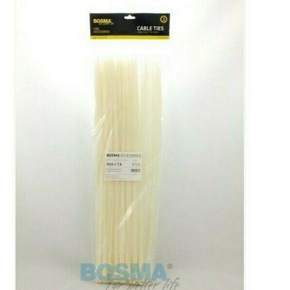 100 Stück Kabelbinder Weiß 7,6 x 450mm Kunststoff Strapsband Zurrband max 50kg - Flex-Autoteile