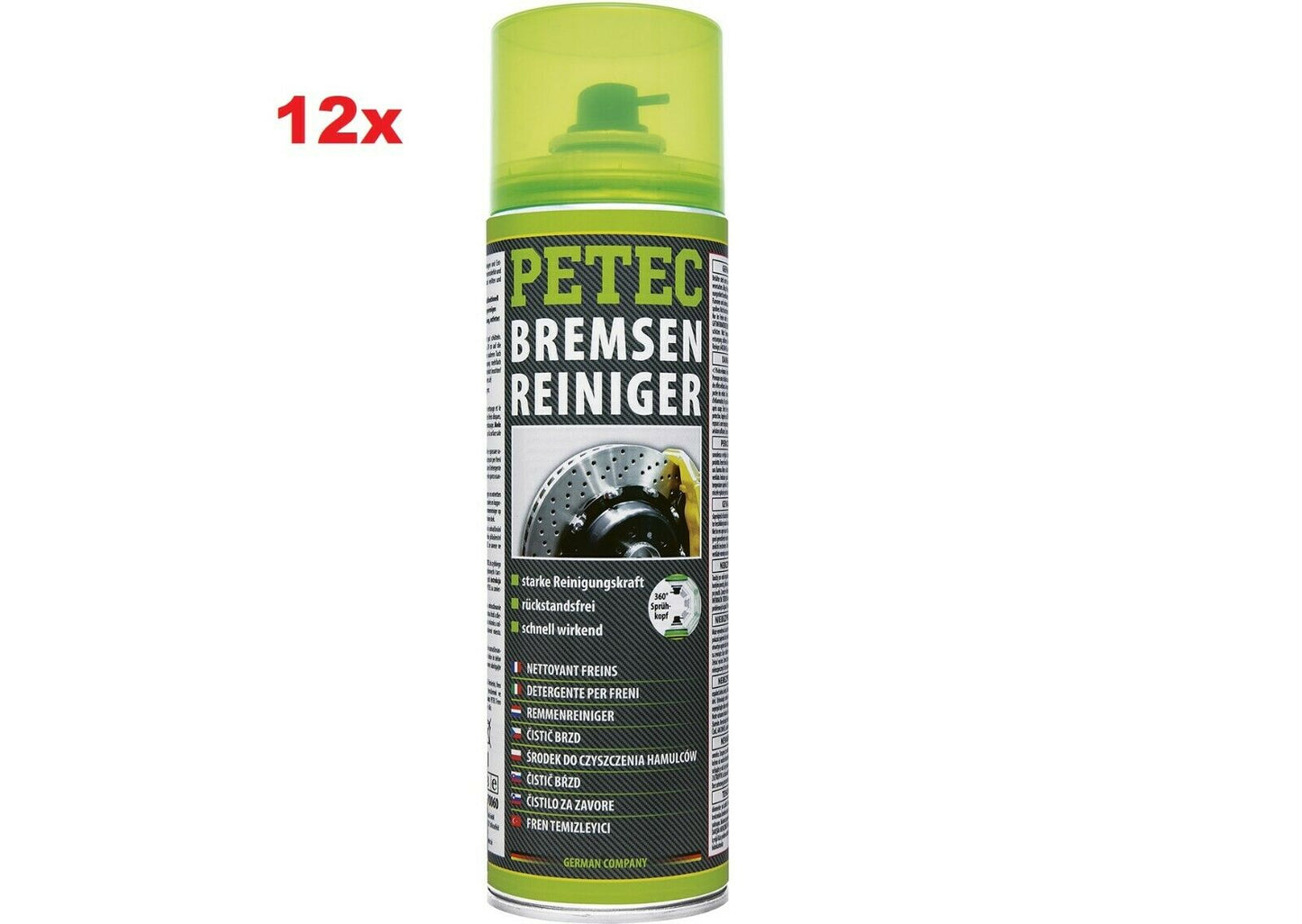 12x PETEC Bremsenreiniger 500ml Spray schnellwirkend rückstandsfrei starke Kraft - Flex-Autoteile