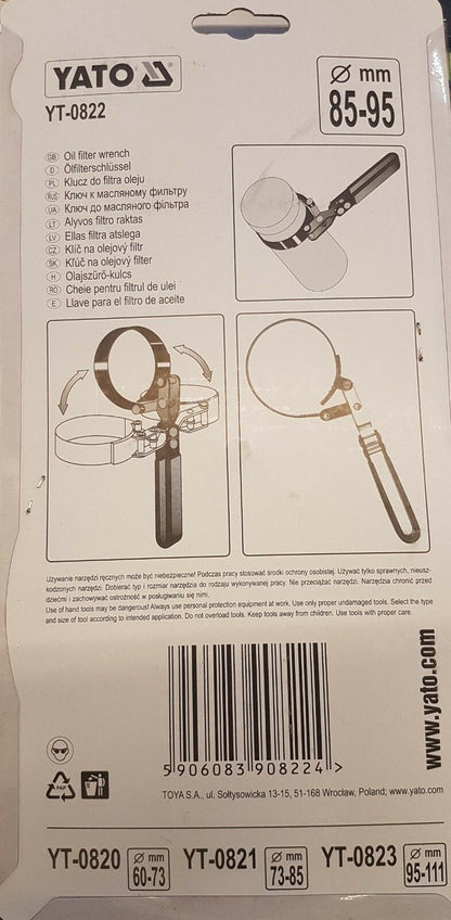 Yato Stahlband-Gelenk-Ölfilterschlüssel Ø 85-95mm Ölfilterband Bandschlüssel - Flex-Autoteile