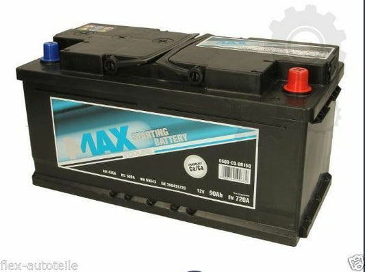Autobatterie Starterbatterie PKW 12V 90AH für Fiat Rover Ford Jaguar Citröen - Flex-Autoteile