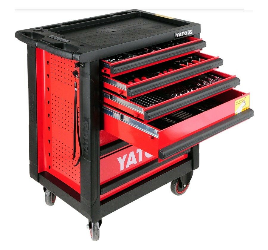 YATO Werkzeugwagen bestückt hochwertig 177tlg Werkstattwagen Werkzeugkasten - Flex-Autoteile