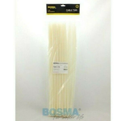 100 Stück Kabelbinder Weiß 7,6 x 450mm Kunststoff Strapsband Zurrband max 50kg - Flex-Autoteile
