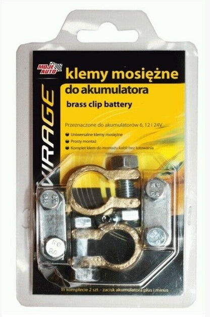 Batterieklemme 2 Stk + Auto Batterie Anschluss Pol PKW KFZ Verbinder M10 Muttern - Flex-Autoteile