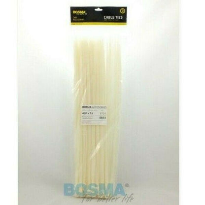 100 Stück Kabelbinder Weiß 7,6 x 450mm Kunststoff Strapsband Zurrband max 50kg - Flex-Autoteile