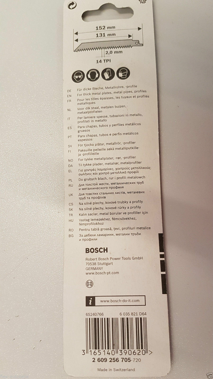 2 Stk. Bosch Sägeblatt Säbelsäge Tigersäge METALL 150mm 14TPI 3-8mm dicke Bleche - Flex-Autoteile