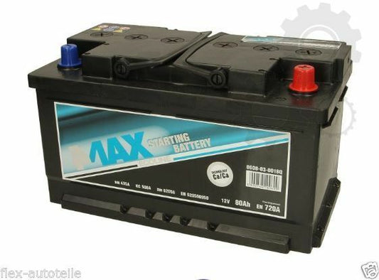 Autobatterie Starterbatterie 12V 80Ah für Audi Ford Jaguar Rover Opel Seat  VW - Flex-Autoteile