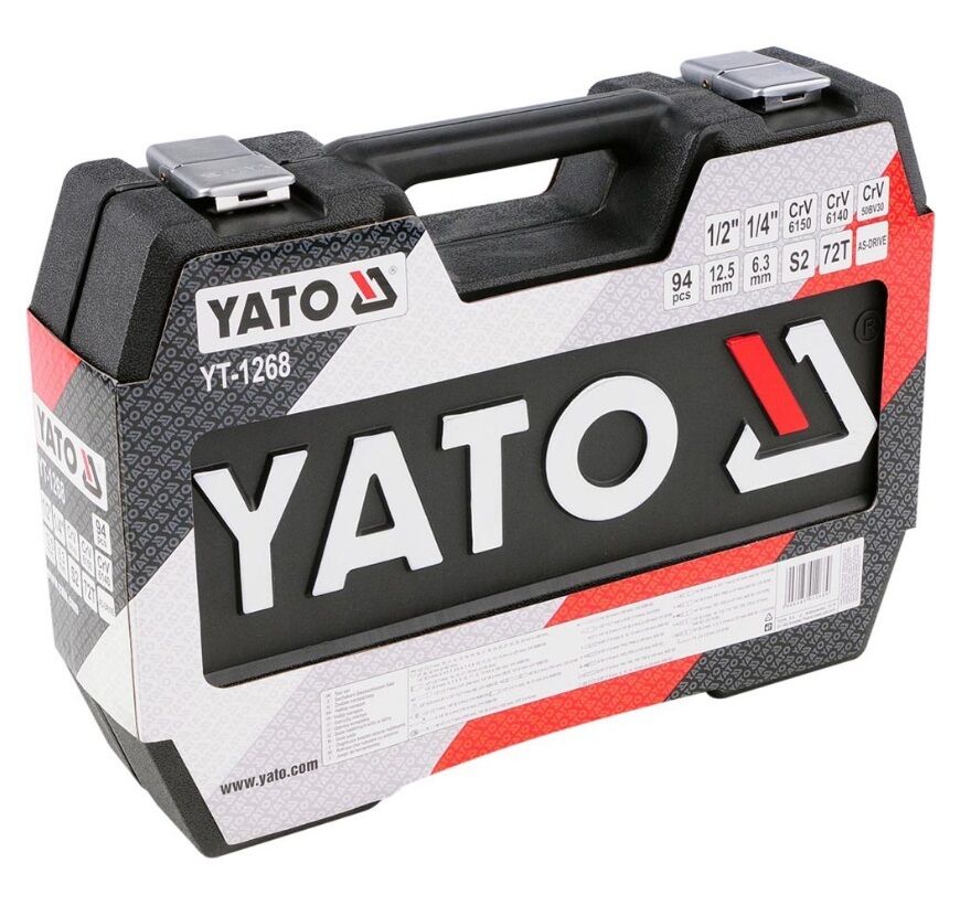 Yato Werkzeugkoffer Set 94tlg Ratschen Steckschlüssel 1/4" 1/2" Langnüsse Bits - Flex-Autoteile