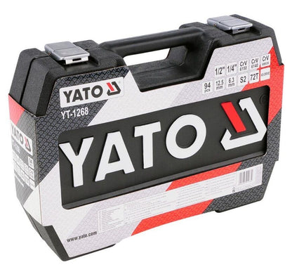 Yato Werkzeugkoffer Set 94tlg Ratschen Steckschlüssel 1/4" 1/2" Langnüsse Bits - Flex-Autoteile