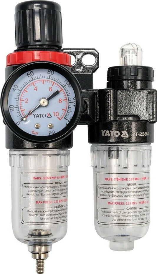 YATO YT-2384 Druckluftregler Wartungseinheit Filter Öler Mamometer 0-10 bar - Flex-Autoteile