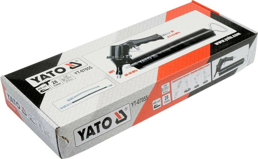 YATO YT-07055 Pneumatische Einhandfettpresse Druckluft Fett Presse 400cm³ Grease
